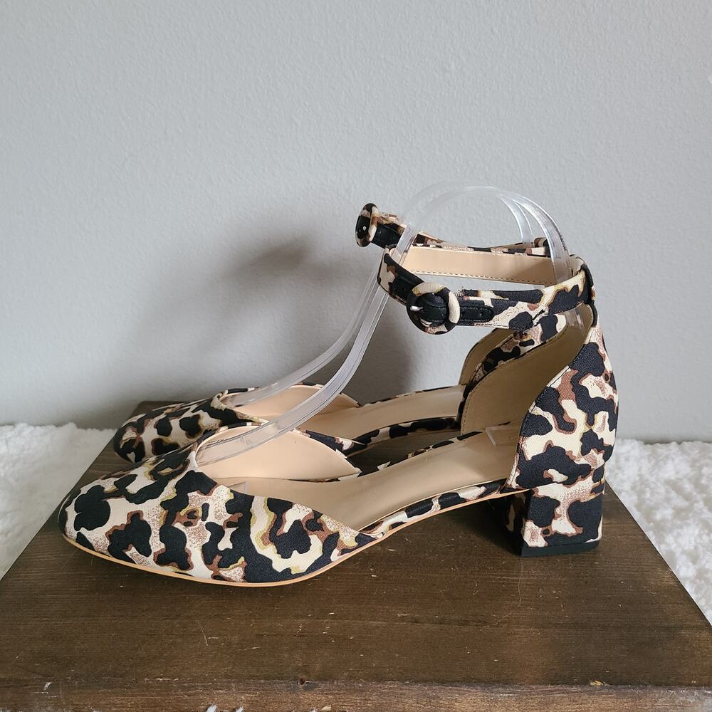 Cabi Kiki Ankle Strap Brown Black Leopard Print Heel Sandals Size 9 - Picture 11 of 11